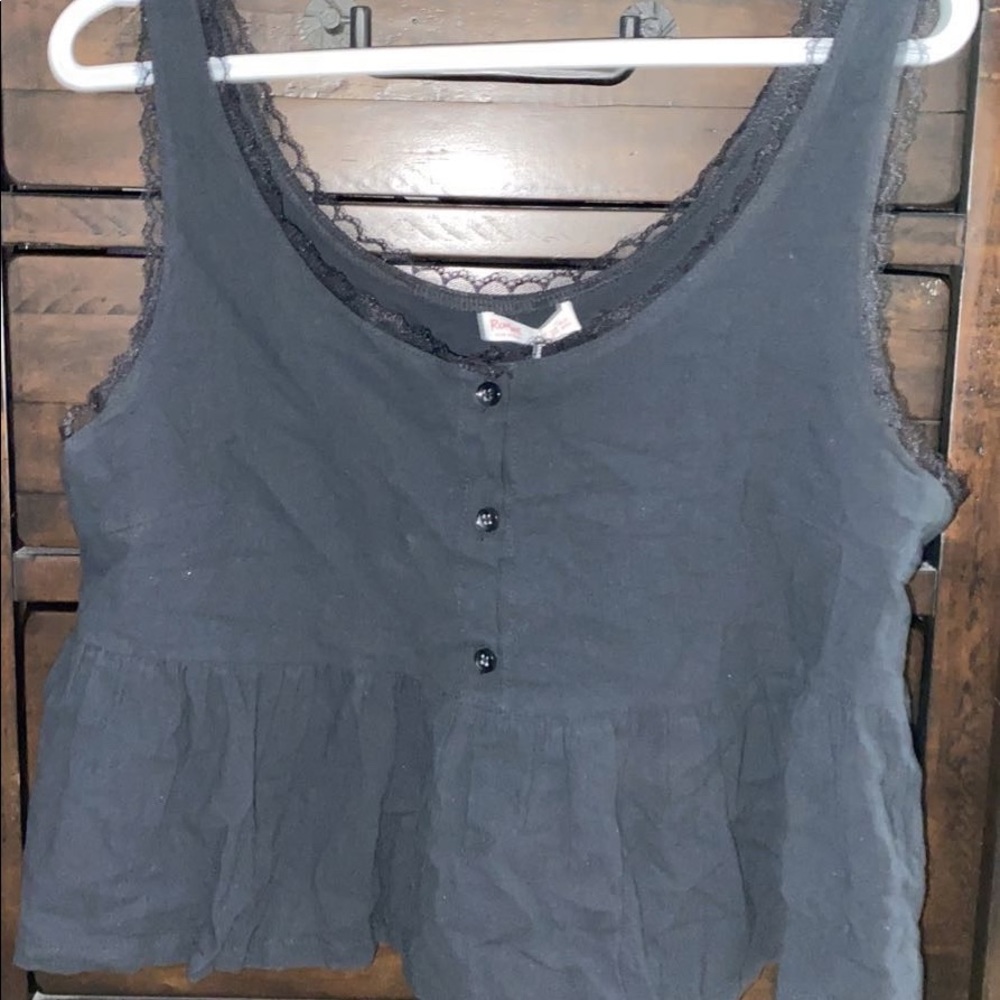 Lace Trim Peplum Top